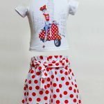 Set of red polka dot shorts with blouse