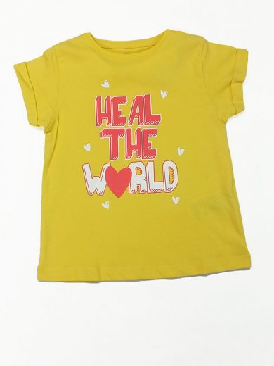 ZIPPY Κοντομάνικη κίτρινη μπλούζα “Heal the world”