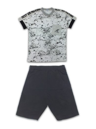 ALL STARS Σετ μακό γκρι ανοιχτό μαυρο σορτς”keep on moving”