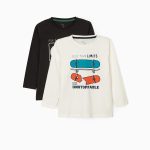 ZIPPY two Long Sleeve T-shirts for boys, 'Limits', white, dark gray