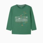 Long sleeve t-shirt for boys green, "Keyboard", ZIPPY
