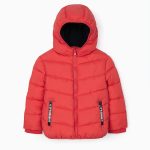 Jacket with hood and lining, red-orange ZIPPY
