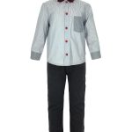 All stars Clothing set for boy black and white striped shirt with bow tie and black pants
