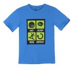 REPORTER YOUNG Light blue blouse with short sleeves "Repeat"