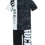 All stars Mako black and white blouse set with black shorts "Rock"