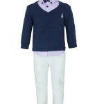 All stars Lingerie set for boy lilac shirt, white pants, blue sweater