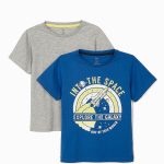 ZIPPY T-shirts maco set of 2 gray - rouya "Into the space"