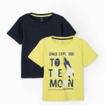 ZIPPY Mako T-shirts set of 2 yellow - blue "To the moon"